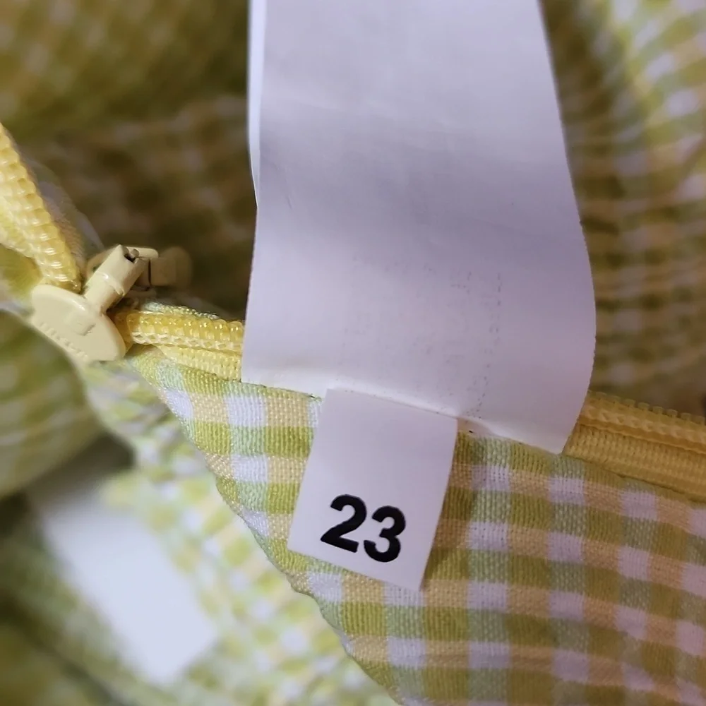 New Zara Gingham Cotton Puff Sleeve Tie Knot Front Smocked Cropped Bra Top Small